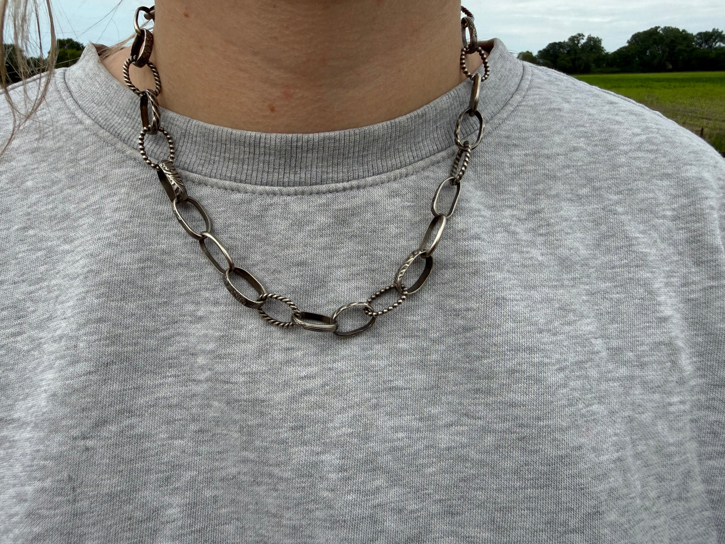 Patterned Sterling Silver Chain