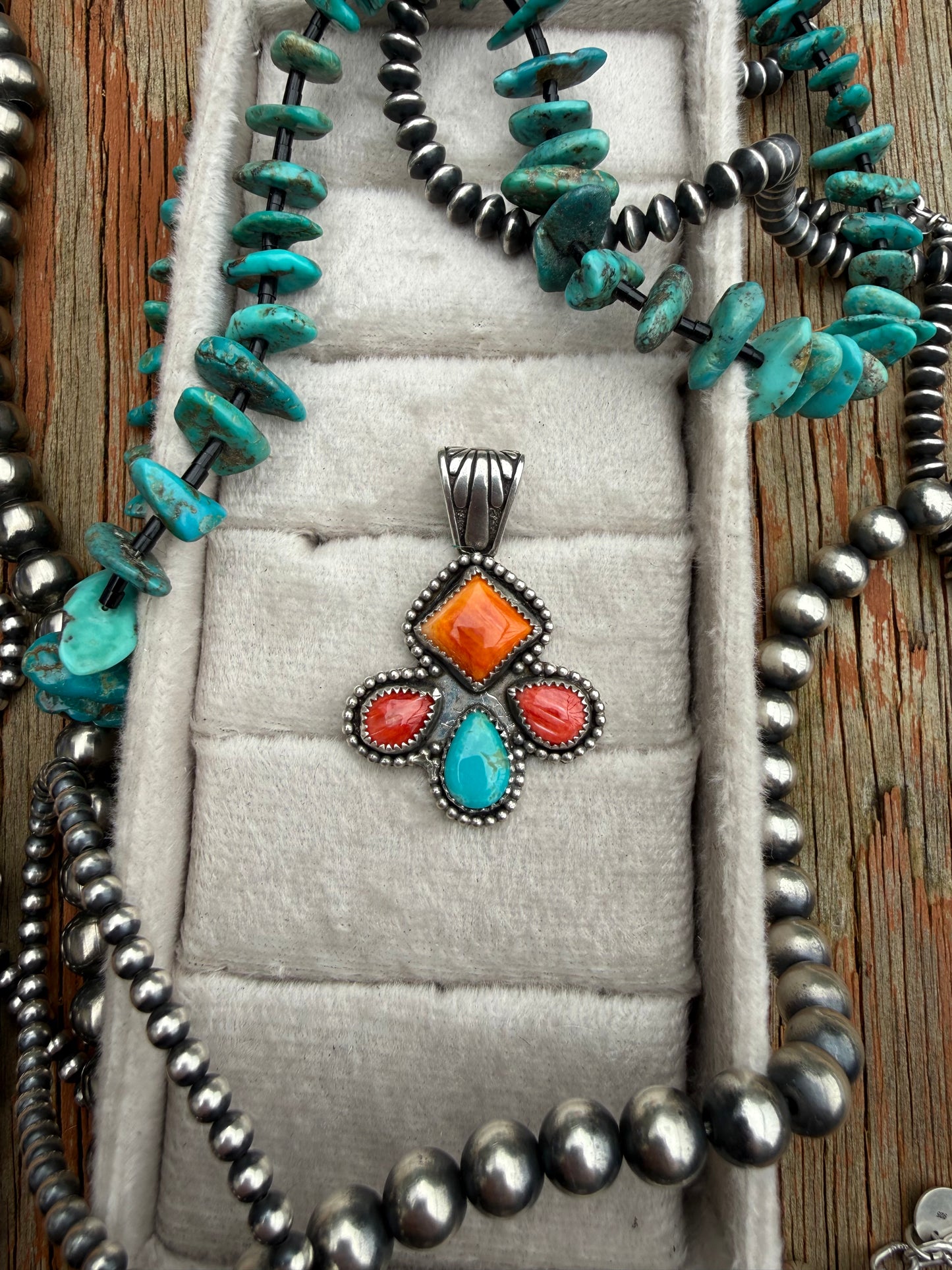 Orange Spiny Kingman Pendant
