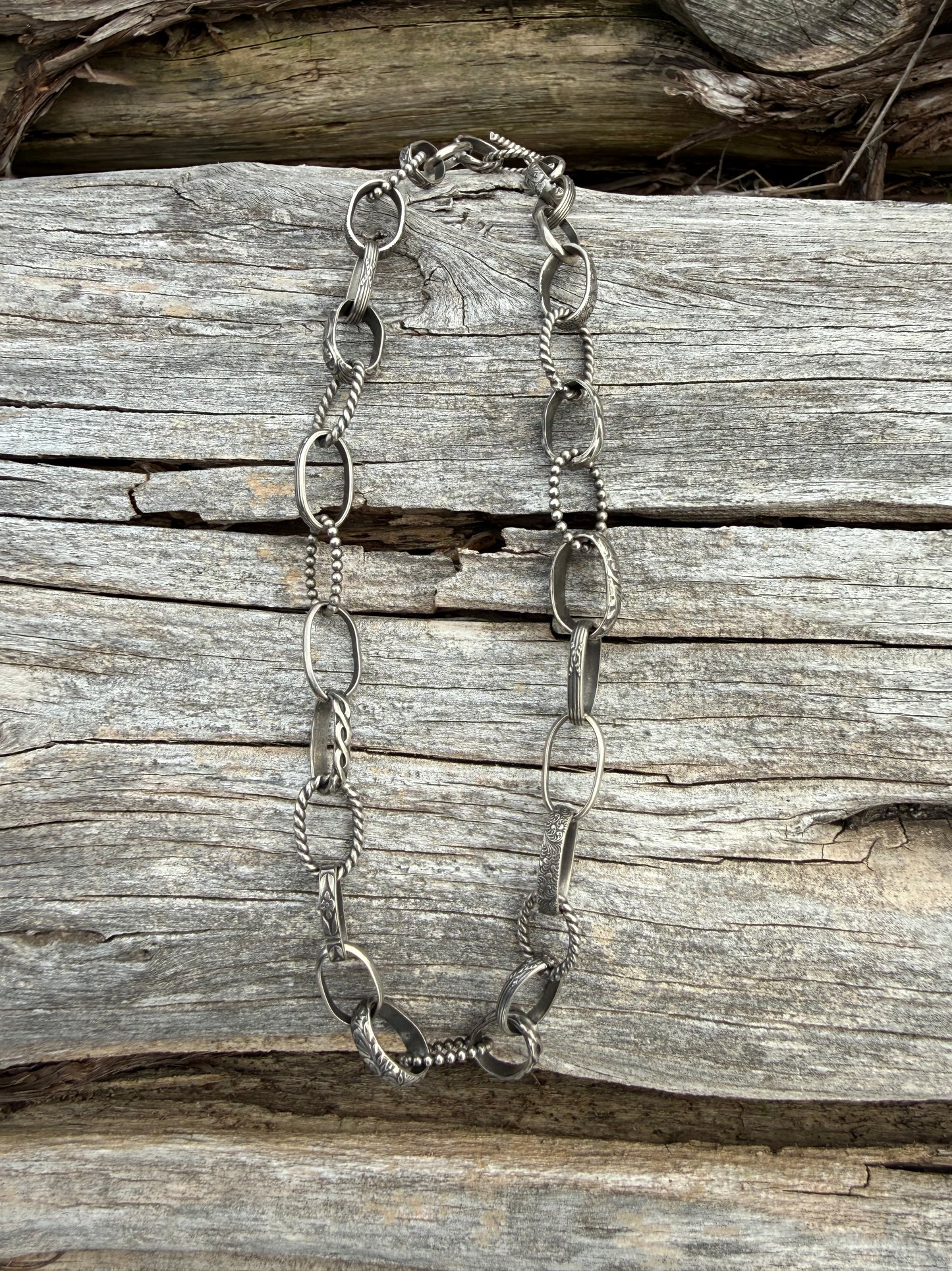 Patterned Sterling Silver Chain